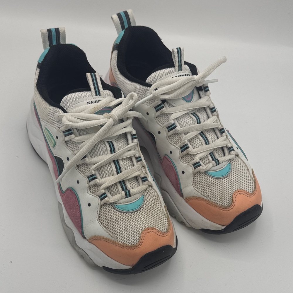 Skechers D’lites White and Pastel Sneakers